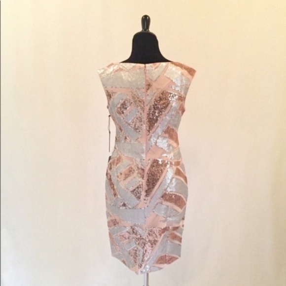 Vince Camuto Split Sequin Blush Sheath Dress - Picture 4 of 8
